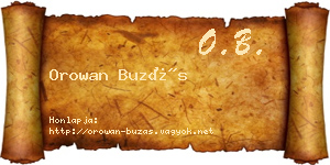 Orowan Buzás névjegykártya